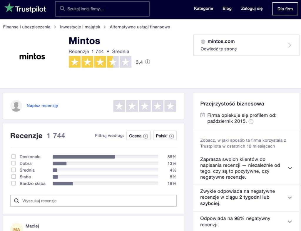 mintos opinie trustpilot