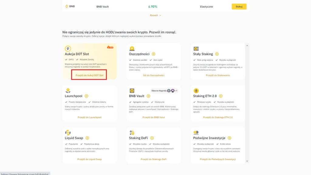 Aukcja slot dot binance jak wziac udzial