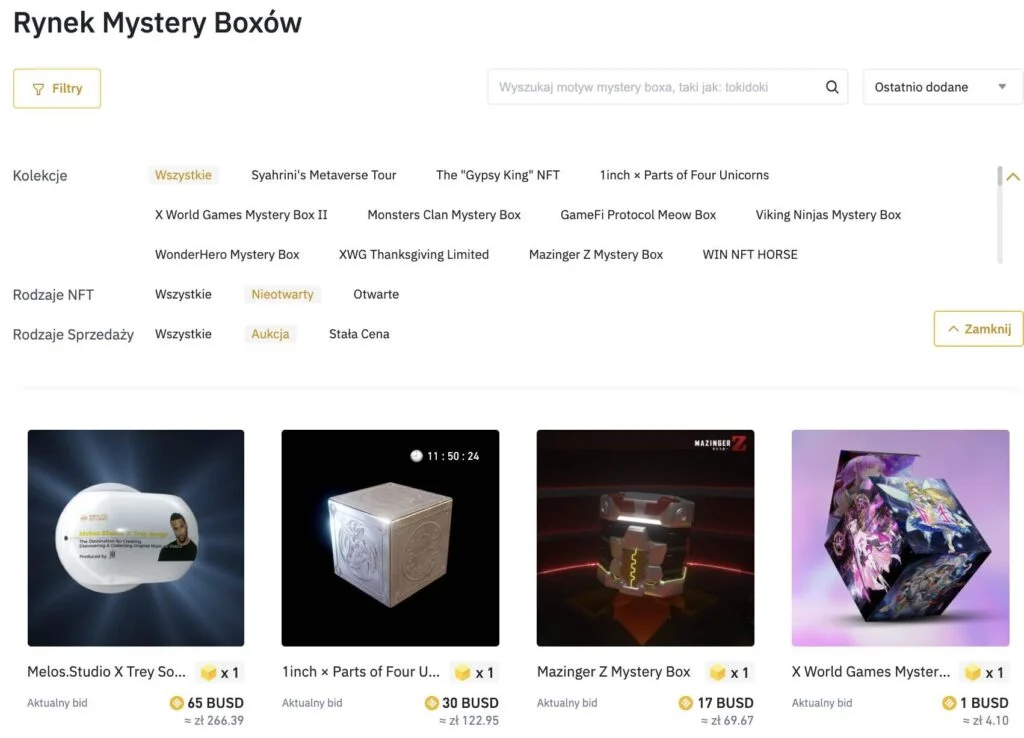 rynek mystery box binanance nft