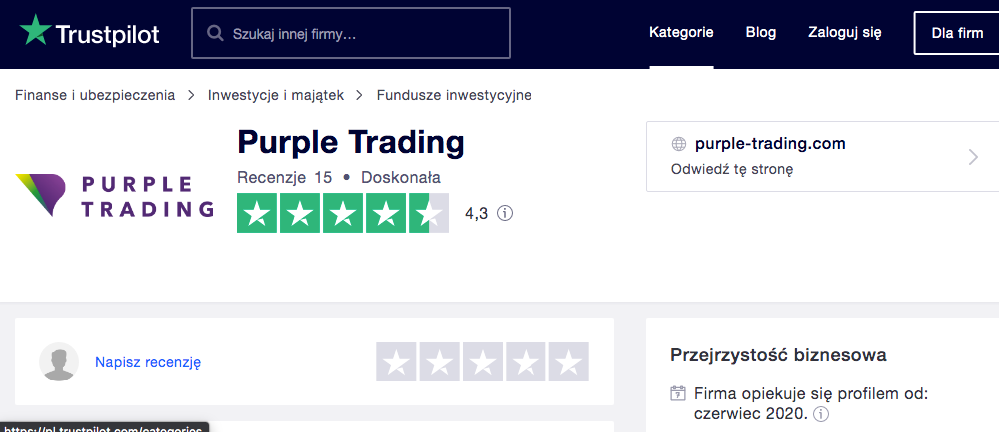Opinie trustpilot purple trading