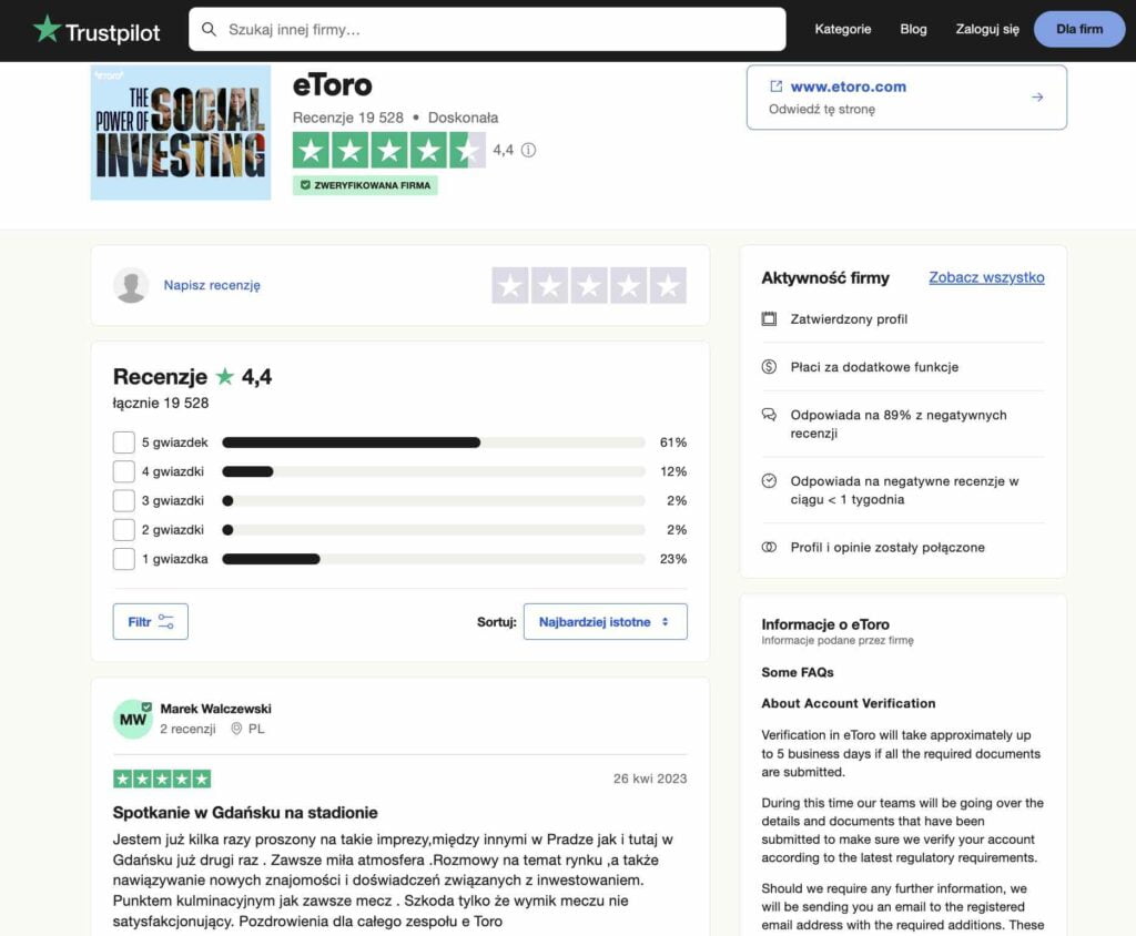 Etoro opinie trustpilot