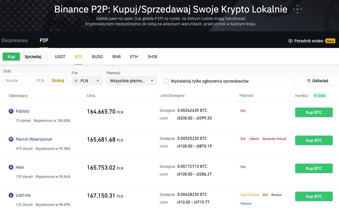 Binance P2P czyli jak kupić Bitcoina w Polsce za gotówkę? - Najlepsze  Platformy Forex