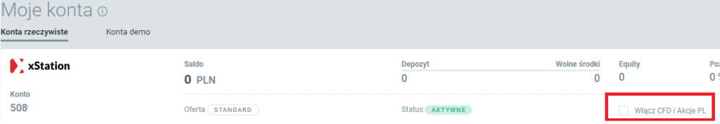 Aktywacja polskich akcji w XTB